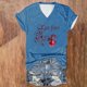 thumbnail image 1 of Fiudx Ropa de Mujer Camiseta de Manga Corta con Cuello En V y Estampado de Halloween para Mujer, 1 of 3