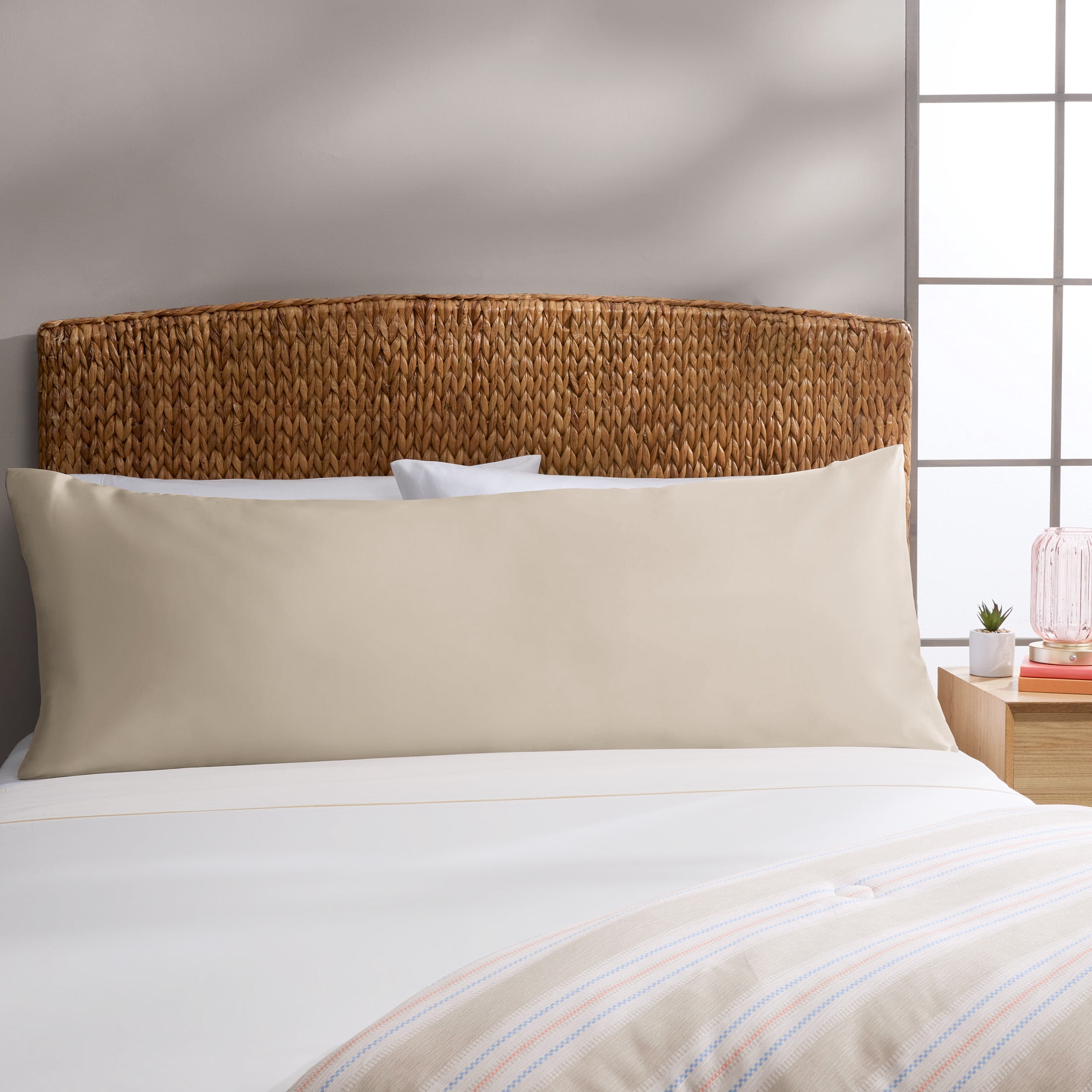 Mainstays by Becky G. & Alejandra Satin Body Pillow Cover, Beige