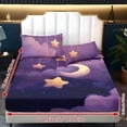 thumbnail image 6 of Xoenoiee Moon Star Cloud Print Fitted Sheet Set, 3-Piece Bedding Set with Deep Pocket - Soft & Breathable Microfiber Sheet Set Includes 1 Fitted Sheet and 2 Pillowcases, King Size, 6 of 7