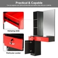 thumbnail image 2 of BarberPub Dressers Black Barber Station Mirror with 2 Stylish Drawers 3036, 2 of 7