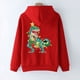 thumbnail image 4 of Mujer Otoño Invierno Navidad Color bloque dinosaurio linterna estampado cuello en V manga larga con capucha Tops pulóver blusa Fridja FKASFK3436, 4 of 4