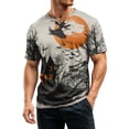 thumbnail image 4 of Halloween Shirts for Men Funny Graphic Tees Short Sleeve Crewneck Pumpkin Print Top Casual Halloween Costumes, 4 of 5