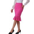 thumbnail image 4 of INSPIRE CHIC Women's Elegant Vintage Mermaid Fishtail Lace Skirts Stretch Office Bodycon Pencil Skirt L Hot Pink, 4 of 6