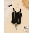 thumbnail image 6 of Ocealan Kid Girl Pirate Queen Lace Up Vest Wide Straps Waistcoat Top Gothic Undershirts Black 8, 6 of 7