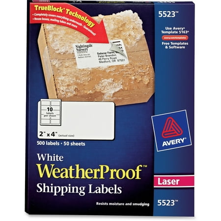 avery r weatherproof tm mailing labels with trueblock r