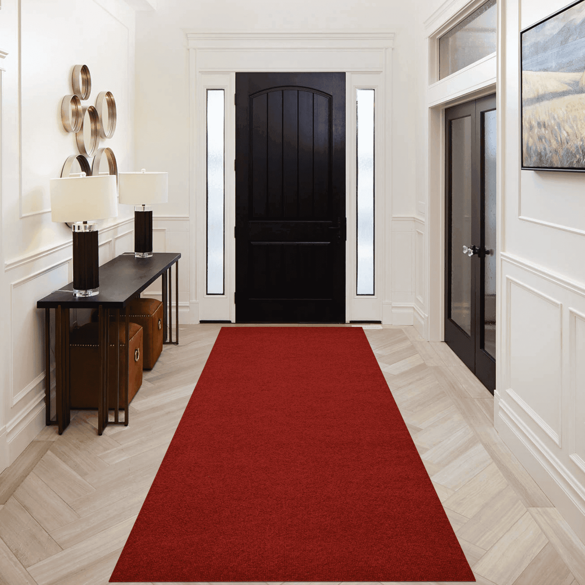 OVYEOFR Commercial Carpet, 3' x 10' Runner Rug with TPR Backing, Heavy Duty Utility Rugs for Hallway Entrance Kitchen, Red