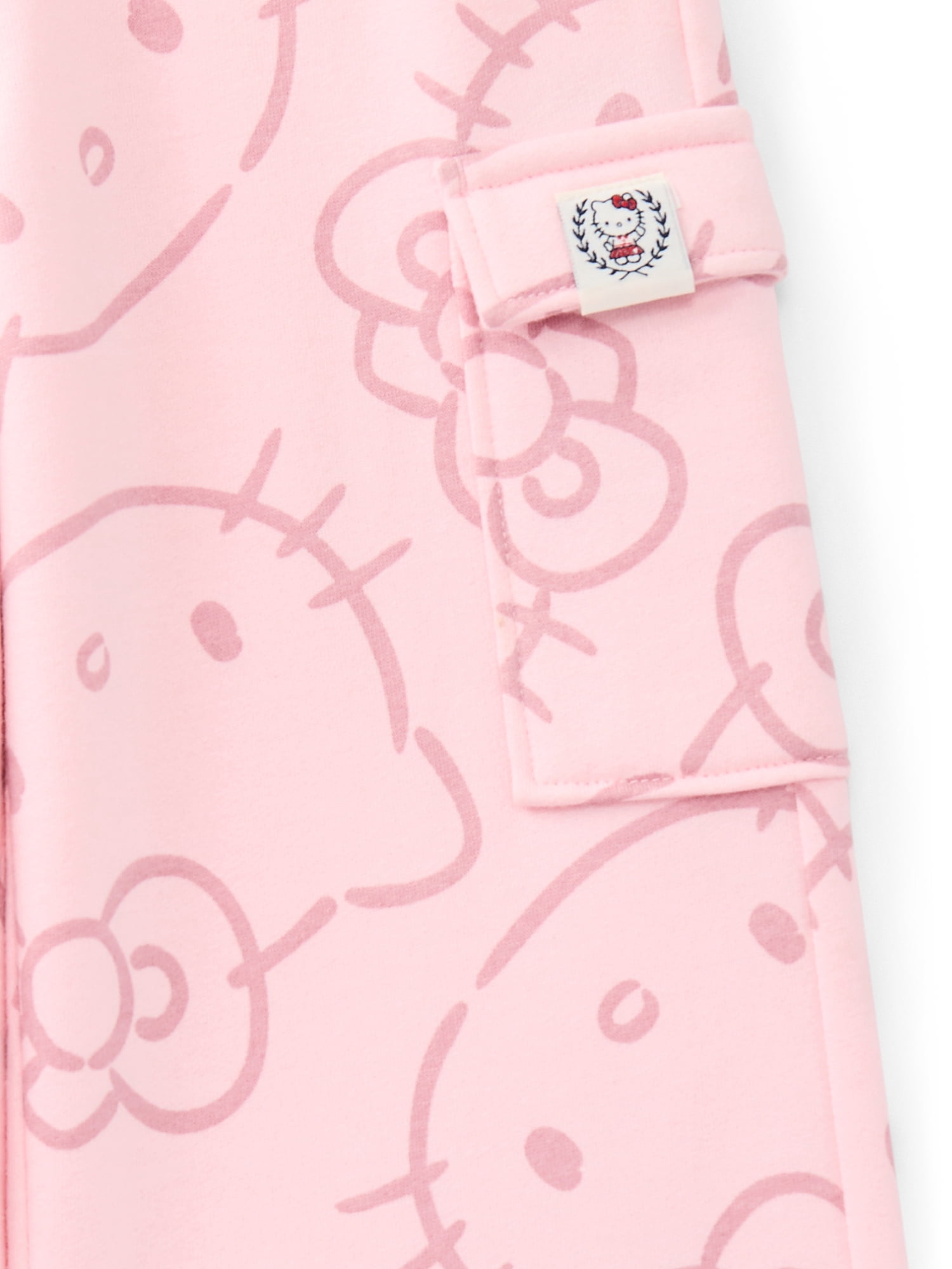 Wonder Nation Hello Kitty Girls Graphic Fleece Cargo Pants, Sizes 4-18
