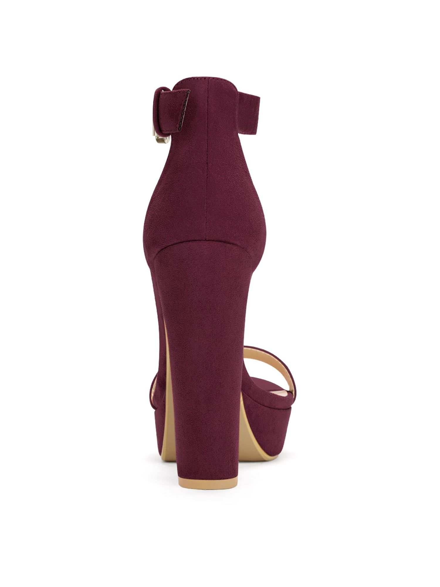 DARING DIVA Women's Platform High Chunky Heel Sandals Burgundy US 9/UK 7/EU 39