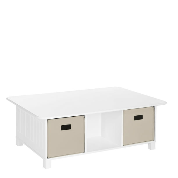 RiverRidge Kids 6 Cubby Storage Activity Table with 2pc Bin Taupe