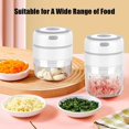 thumbnail image 3 of Mini Electric Onion Chopper with 2 Cups, Multi Electric Kitchen Blender Chopper 250ML+100ML, USB Rechargeable for Vegetables Fruits Meat (White), 3 of 5
