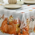 thumbnail image 5 of Fall Tablecloth Rectangle 60x102 Inch, Thanksgiving Autumn Harvest Pumpkin Buffalo Plaid Decoration Table Cloth, Stain Resistant Table Cover for Party/Dining/Holiday, Grey Checkered, 5 of 6