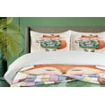 thumbnail image 4 of Ambesonne Watercolor Duvet Cover Sets, Fox Coffee Bird, 2-King, Jade Green Pale Pink, 4 of 7