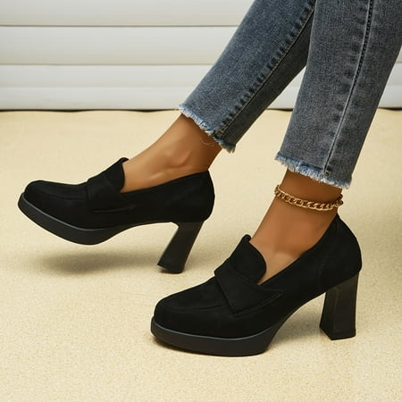 

Women s Point Toe Solid Color Block Heels Elegant Dress Buckle Strap Heels