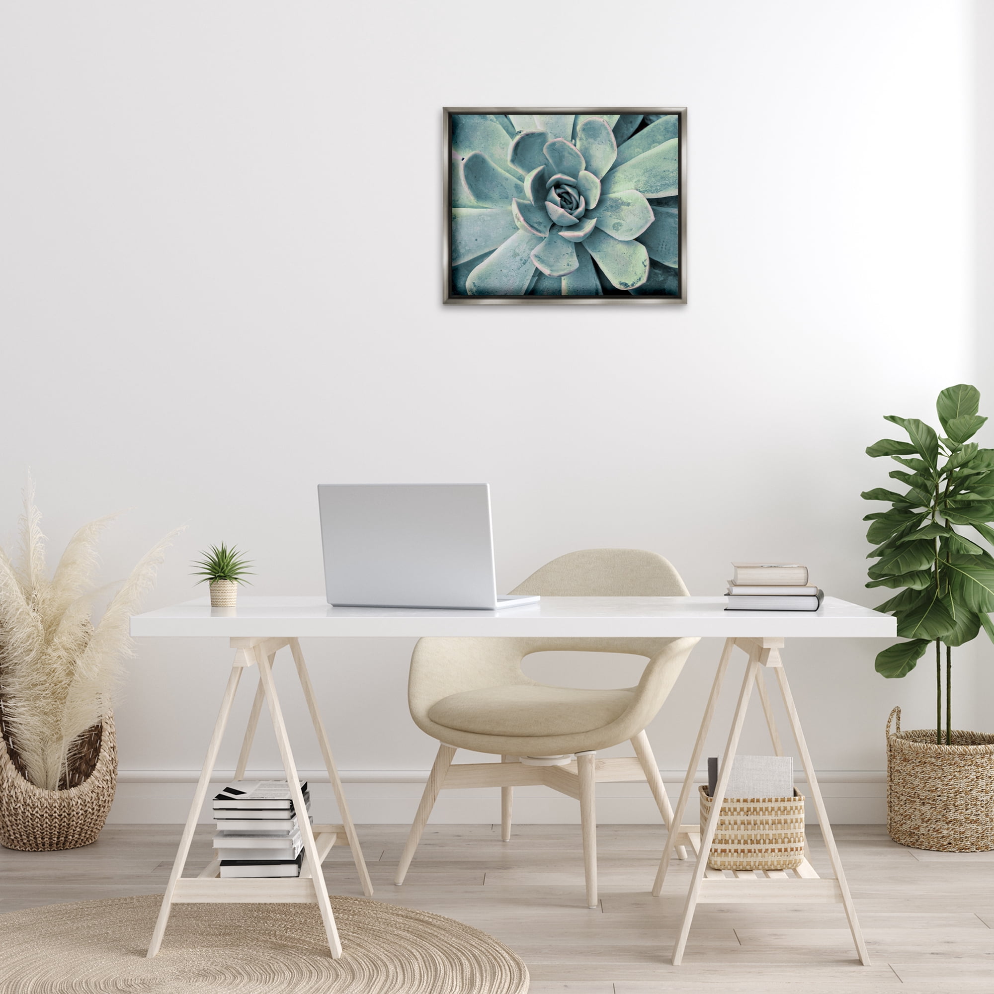 Stupell Industries Green Cactus Succulent Botanical & Floral Photography Gray Floater Framed Canvas Art Print Wall Art, 21 x 17