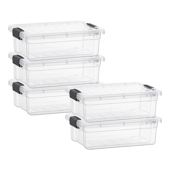 Superio Clear Storage Boxes with Lids, Plastic Container Bins for Organizing, Stackable Crates, BPA Free, Non Toxic, Odor Free, Organizers for Home, Office, School, and Dorm, 2.3 Quart, 5 Pack