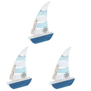 3 Pc Wooden Sailboat Decoration Models Yawl Decoration Sailboat Figurine Table Top Decor Mediterranean Style Boat Office