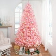 thumbnail image 4 of Naomi Home 6.5ft Pink Christmas Tree with Lights, Unique Colored Christmas Tree Prelit with 978 Branch Tips, 450 Warm Lights and Metal Stand, Aritificial Christmas Tree, 4 of 9