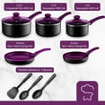 thumbnail image 2 of Chef's Star Pots And Pans Set Kitchen Cookware Sets Nonstick Aluminum Cooking Essentials 11 Pieces Purple, 2 of 7