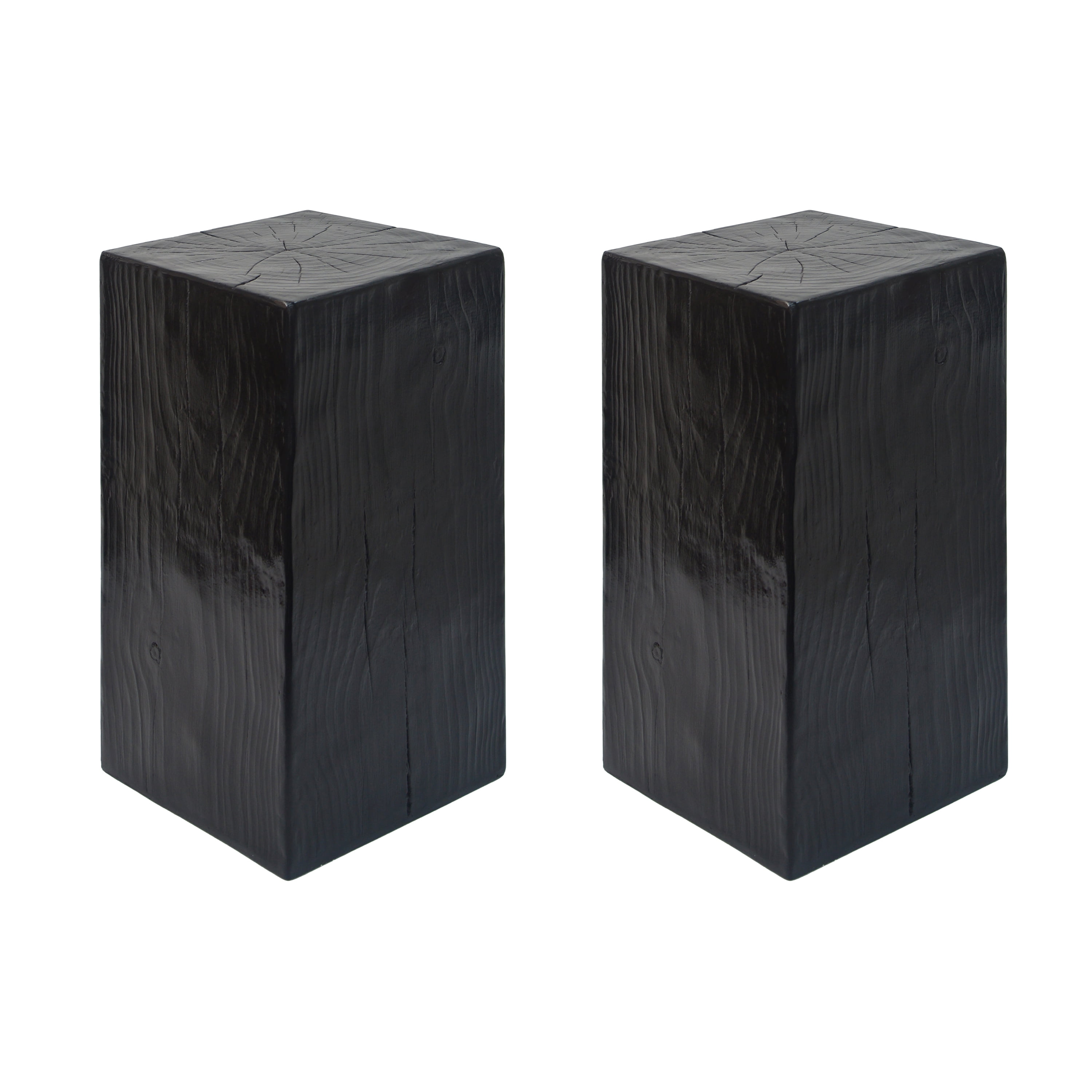 Square-Column End Table, Wood-Look Table for Indoor Outdoor Use, Black