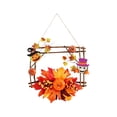 thumbnail image 2 of Fall Front Door Floral Swag, Artificial Thanksgiving Maple Leaves Door Hanging with Daisy Pumpkin, Autumn Harvest Twigs Swag Wreath for Farmhouse Mantel Wall Indoor Outdoor Home Decor, 2 of 6