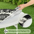 thumbnail image 5 of Black White Tie Dye Mandala Pattern Round Fitted Tablecloth with Elastic Edge,Dining Table Cover Waterproof,Outdoor Round Tablecloth for Camping,Dining,Indoor and Outdoor, 5 of 7