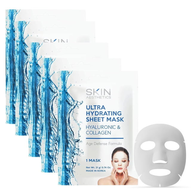 Mascarilla Facial de Ácido Hialurónico y Colágeno Skin Aesthetics, 5 unidades