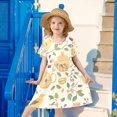 thumbnail image 6 of FORMRS Girls Short Sleeve Dress Summer Casual Round Neck A-line Beach Sundress, Sizes 2T-8T, Birds Tea Time, 6 of 8