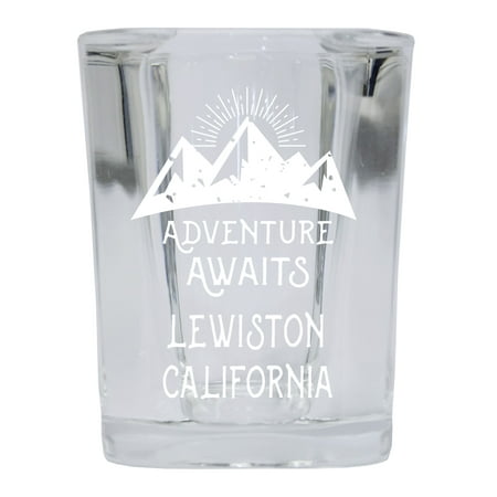 

Lewiston California Souvenir Laser Engraved 2 Ounce Square Base Liquor Shot Glass 4-Pack Adventure Awaits Design