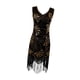 thumbnail image 4 of Vestido de lentejuelas para mujer, ropa de baile con borlas para salón de baile, cha cha, actuación en el escenario Oro negro, 4 of 9