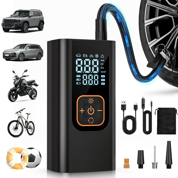 REHOTTOP Cordless Tire Inflator, Portable Air Compressor 180PSI, 12V DC Air Pump for Car with Auto Shutoff & LED Light, Tire Pump for Cars, Bicycle, Motorcycles