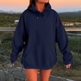 thumbnail image 2 of Kopltyrfg Oversized Hoodie for Women Trendy Hoodies Basic Solid Sweatshirts with Pocket Fleece Pullover Fashion Casual Tops Navy S, 2 of 6
