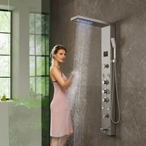 KFFKFF Shower Panel Tower System 6 Modes Hydroelectricity LED Stainless Steel