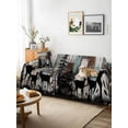 thumbnail image 3 of Teal Brown Deer Silhouettes Couch Cover, Trees Wooden Retro Art Farmhouse Sofa Cover Blanket for 3 Cushion Couch, Sectional Sofa Slipcover Furniture Protector for Living Room Bedroom 71''x134'', 3 of 9