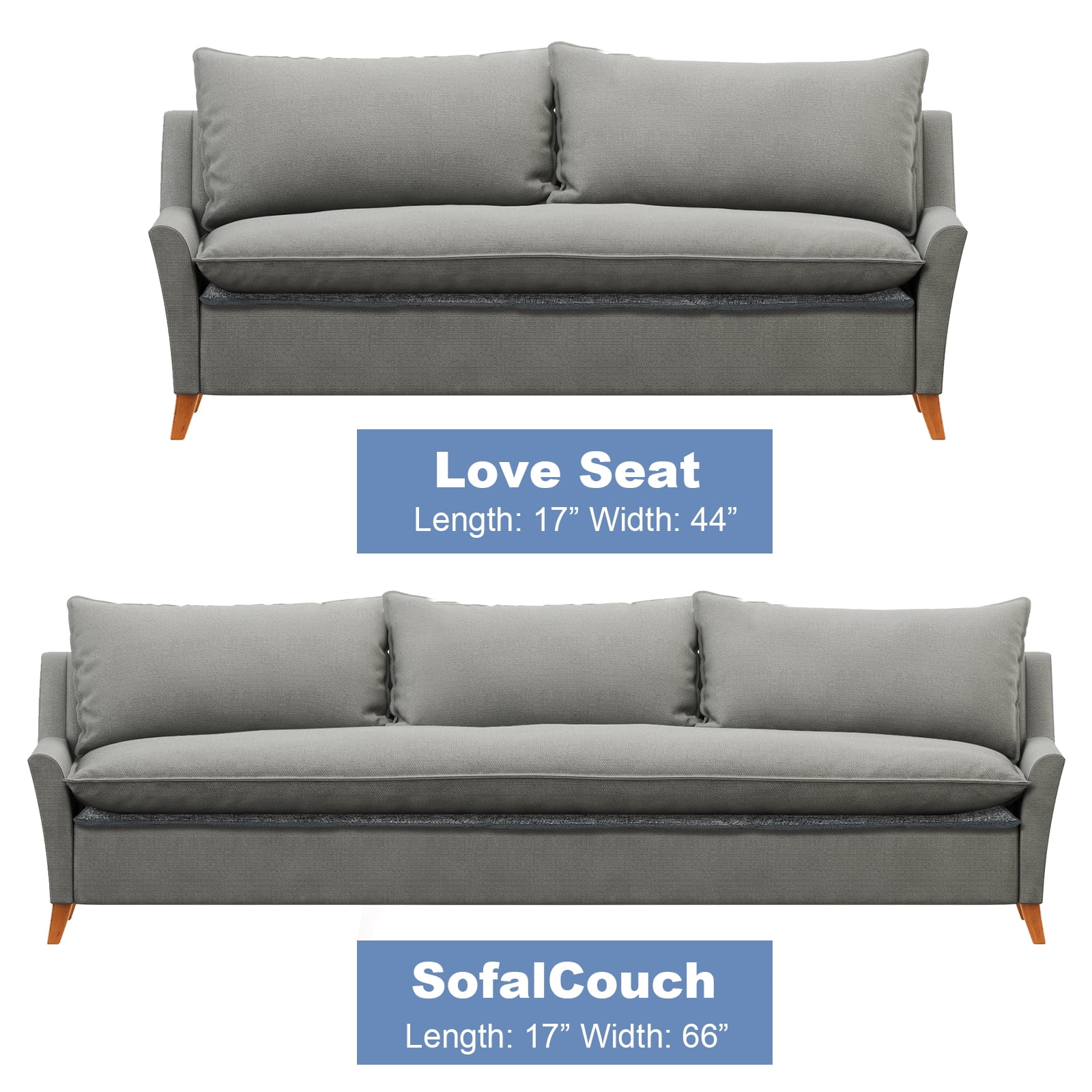 Couch Cushion Support for Sagging Seat - Sofa Saver Protector Insert Board for Sagging Cushions,Sofa Replacement Parts Fit Loveseats with Non-Slip Durable Surface & Extra Thick MDF 17" x 44"