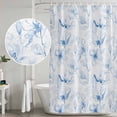 thumbnail image 4 of Blue Flower Shower Curtain Set - 48" x 72" Washable Bathtub Curtain with 12 Hooks, Watercolor Floral Botanical Line Drawing Print Waterproof Fabric Stall Shower Curtains for Bathroom/Bathtub Décor, 4 of 6