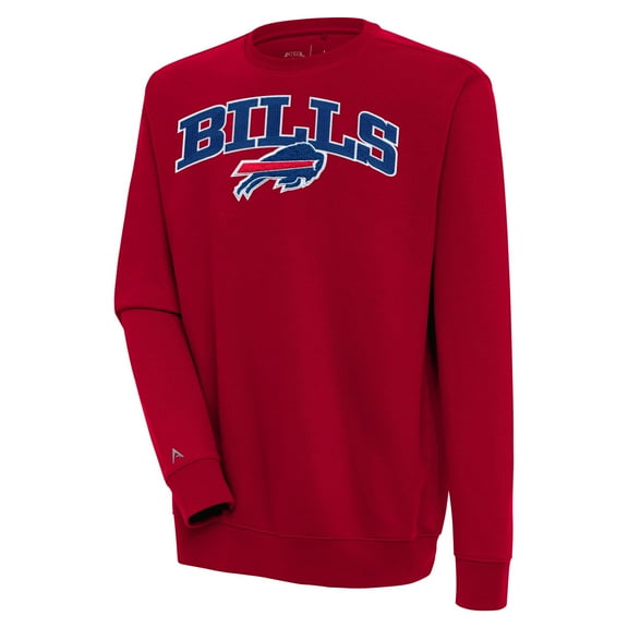 Men's Antigua Red Buffalo Bills Victory Chenille Pullover Sweatshirt