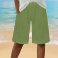 thumbnail image 4 of RYRJJ Bermuda Shorts for Women Knee Length Elastic Waist Drawstring Loose Wide Leg Shorts Summer Casual Beach Short Pants with Pockets(Green,XXL), 4 of 9