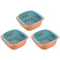thumbnail image 1 of Cesta Colador de Frutas y Verduras Unique Bargains 3uds Doble Capa Azul Naranja, 1 of 6