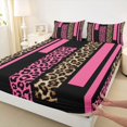thumbnail image 4 of Feelyou Fashion Pink Abstract Twin Sheet Sets, Cheetah Leopard Print Twin Fitted Sheet, Chic Polkadots Flat Sheet, Lightweight Room Decor, 3 Pieces, 4 of 8