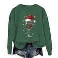 thumbnail image 3 of YOIAVAIOY Chandail de Noël pour Femmes Surdimensionné avec Verre de Vin Graphique en Molleton Manches Longues Col Rond chandail Mode Tendance, 3 of 4
