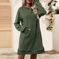 thumbnail image 4 of Vestido con abertura lateral y capucha, ajuste holgado, traje diario con hombros caídos para mujer Kuymtek Verde oscuro T XL para Mujer, 4 of 6