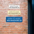 thumbnail image 2 of Signs ByLITA Standard Listen to music with headphones on Door or Wall Sign Easy Installation | Shared Accommodation | Sign for Home, Business, AirBNB and Office Spaces Sign (Brushed Gold) - Small, 2 of 9
