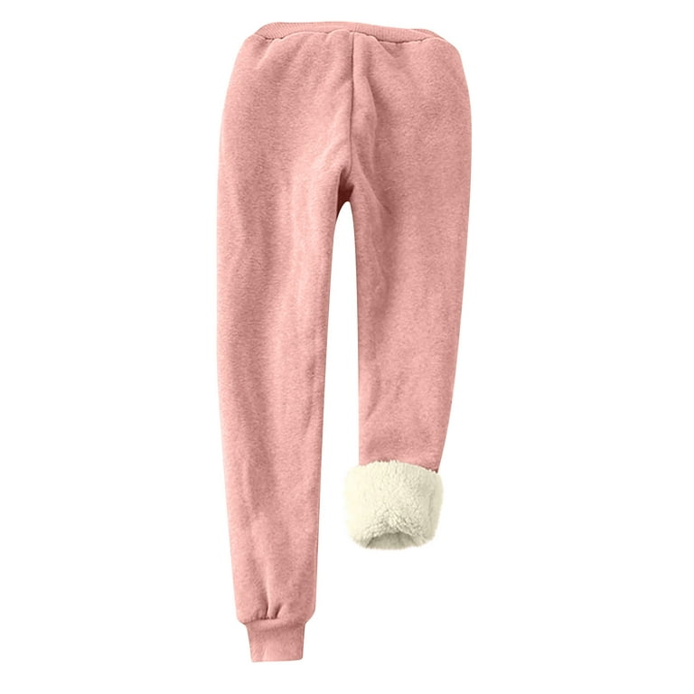 Yyeselk Fleece Lined Pants Women Sweatpants with Pockets Thicked Fall  Winter Trendy Dog Paw Heart Printed Comfy Casual Drawstring Waist Warm Long  Pants Pink XXXL 