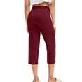 thumbnail image 5 of Lodgix Capri Pants for Women Bootcut Yoga Pants with Pockets High Waisted Flare Leggings Casual Work Pants Wine 3XL, 5 of 6