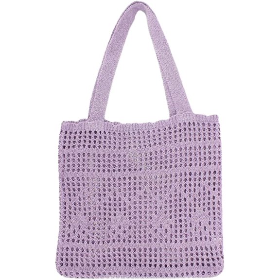 CoCopeaunts Summer Beach Bag, Women Hollow Knitted Bag Fashion Large Crochet Shopping Shoulder Bag Handbag Vacation Purse