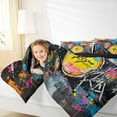 thumbnail image 4 of Manfei Watercolor Graffiti Full Size Comforter Sets,Music Drum Kit Bedding Comforter Set,Colorful Aplstter Ink Bedding Sets For Boys,Luxury Bedroom Decor Reversible,3 Pieces, 4 of 8