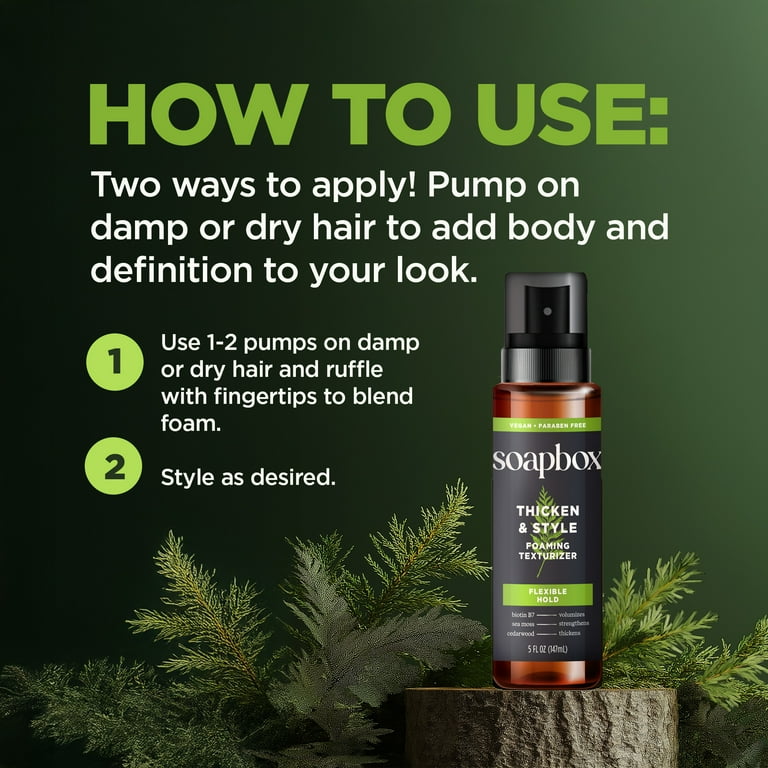 Soapbox Men's Thicken and Style Flexible Hold Foaming Hair