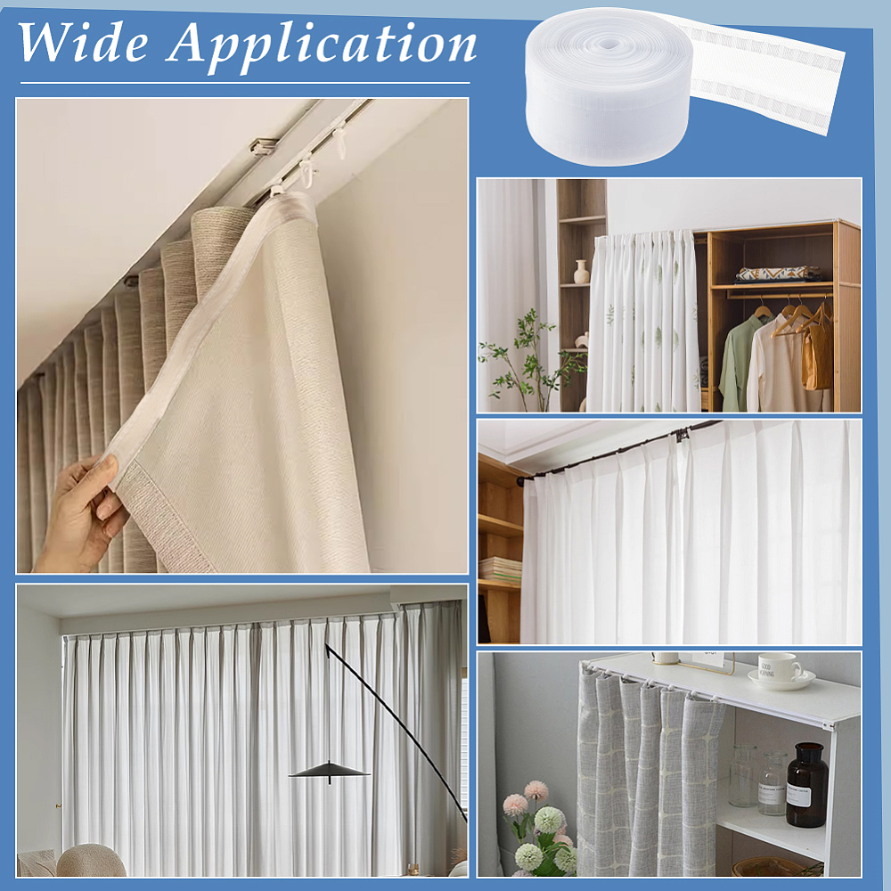 Nylon Curtain Tape for Hook Drapery Header Tape Flat White 80mm 25m/roll