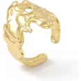 thumbnail image 1 of 2 pc Ion Plating(IP) 304 Stainless Steel Wide Flower Open Cuff Ring for Women Real 18K Gold Plated Inner Diameter: 17mm, 1 of 3