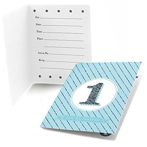 1st Birthday Boy - Fun to be One - Fill In First Birthday Party Invitations (8 count)